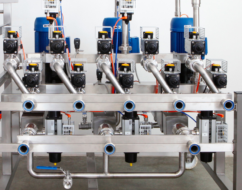 Détail des entrées et des sorties pour les nutriments, les activateurs de fermentation et les adjuvants avec branchement aux cuves Détail d'entrées et sorties pour nutriments, activateurs, adjuvants de Ctrl-Tank