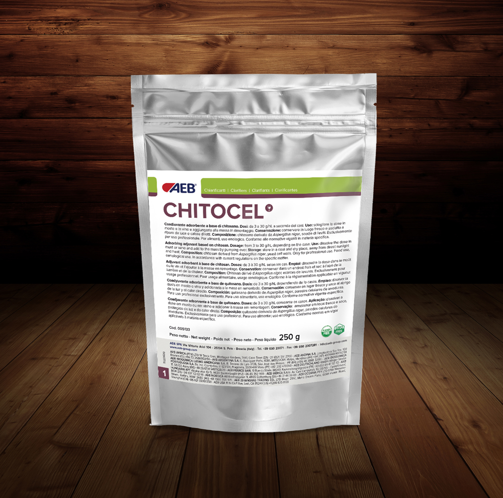 Chitocel with a special and balanced formulation ideal for wines to be aged in wood Chitocel to reduce the microbial load of wine