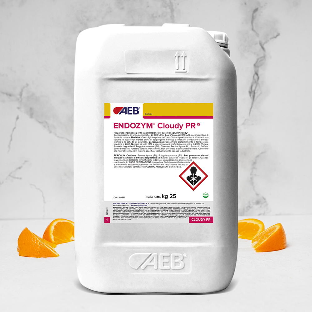 Endozym Cloudy PR specifically formulated for thick, low viscosity cloudy juices Endozym Cloudy PR for stable, thick, low viscosity cloudy juices