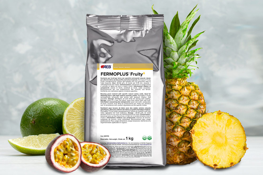 Nähpräparat Fermoplus Fruity für fruchtige Biere mit Noten von Lime, Passionsfrucht, Ananas, Orange und Mango Nährpräparat Bier Fermoplus Fruity für fruchtigen Duft, Tropenfrucht, Ananas, Lime